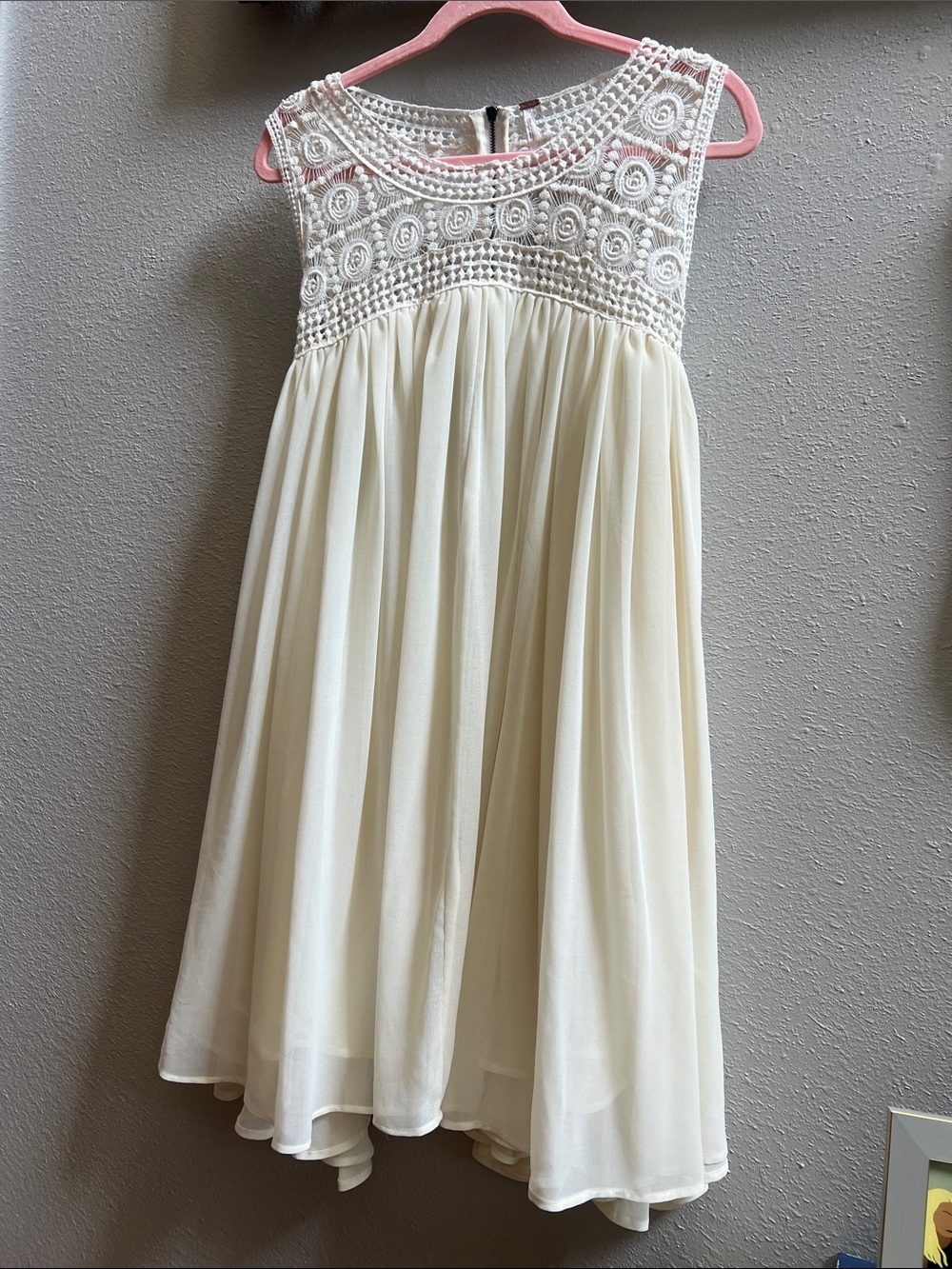 Free People Cream Crochet Yoke Mini Dress